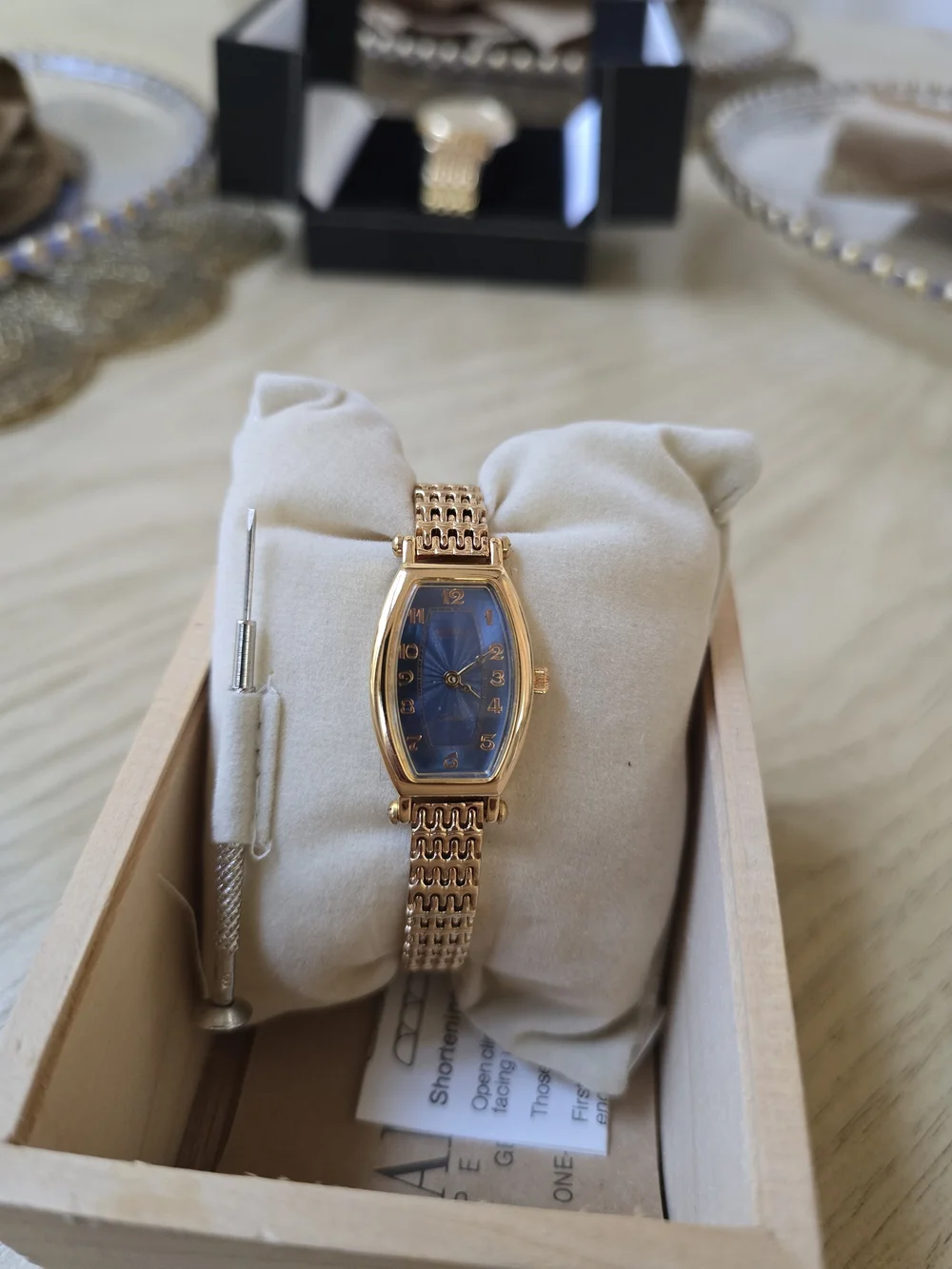 Perry Ellis Gold-Tone Women's Bracelet Watch with Brushed Silver Back